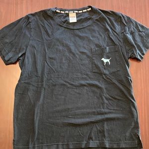 Pink, medium, black short sleeve t-shirt.